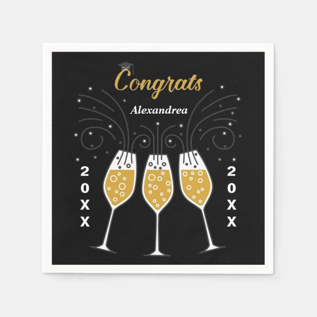 Congratulations Grad Graduation Gold Custom Napkins (Front)