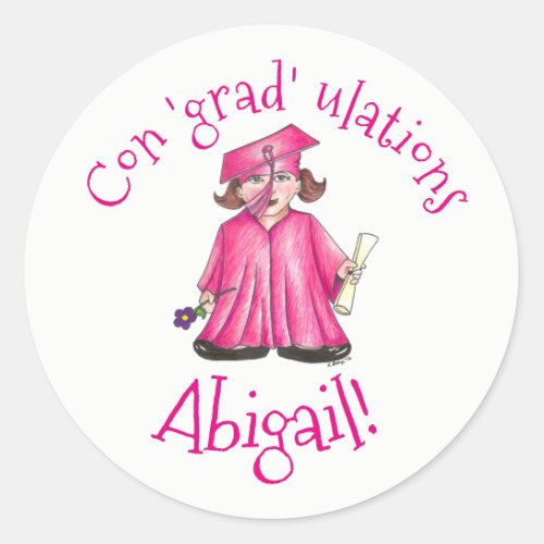 Congratulations Grad Graduation Graduate Cap Gown Classic Round Sticker