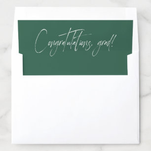 Congratulations grad green modern script graduate envelope liner