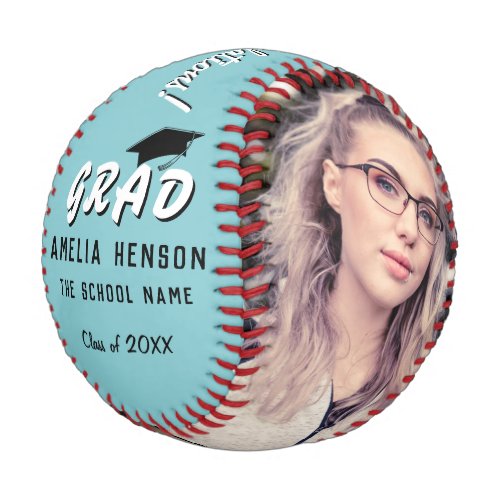 Congratulations Grad Mint Blue 2 Photo Graduation Baseball