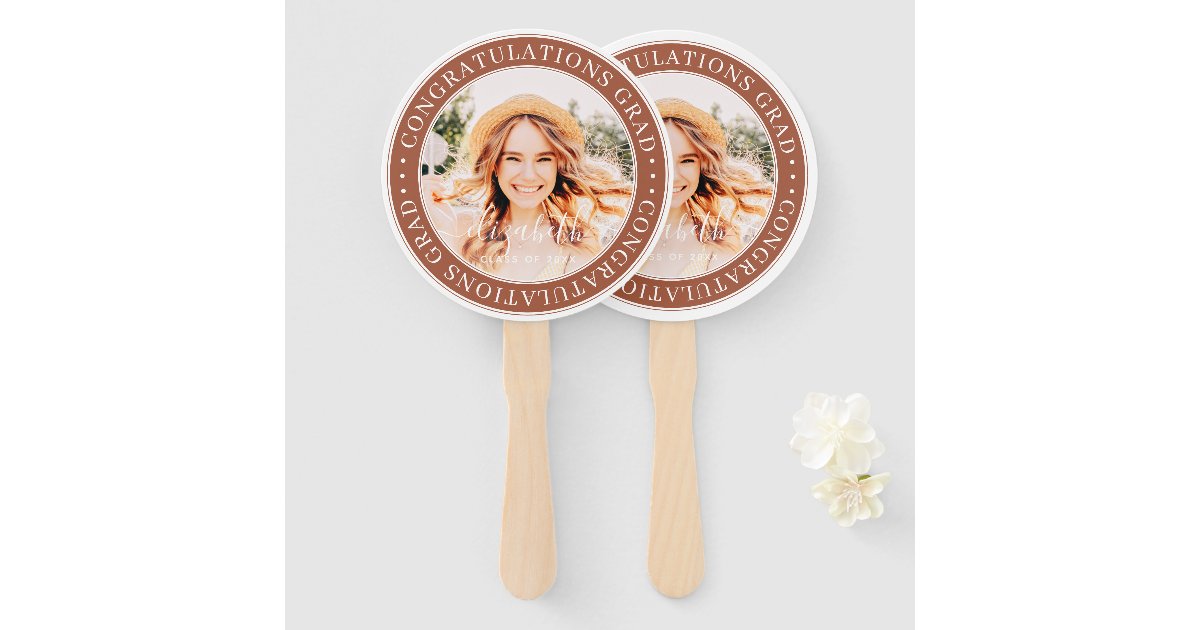 Congratulations Grad Modern Custom Photo Hand Fan | Zazzle