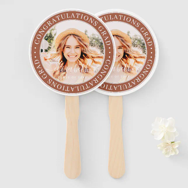 Congratulations Grad Modern Custom Photo Hand Fan | Zazzle