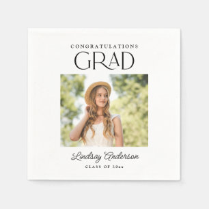 Congratulations Grad Modern Photo Graduation Napkins