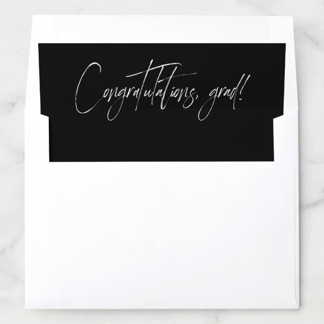 Congratulations grad modern script black graduate envelope liner (In Envelope)