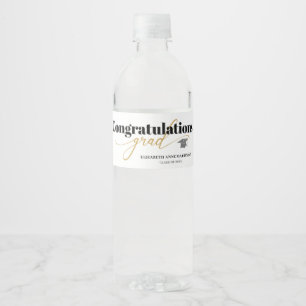 Congratulations Grad Modern Script Typography Water Bottle Label