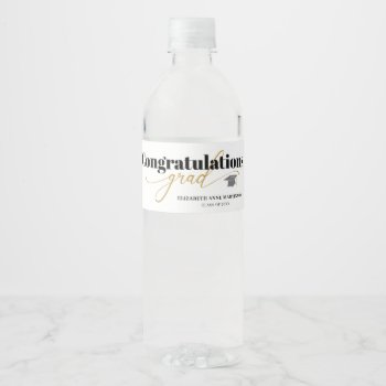 Congratulations Grad Modern Script Typography Water Bottle Label by daisylin712 at Zazzle
