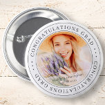 Congratulations Grad Modern Simple Elegant Photo Button<br><div class="desc">This simple and classic design is composed of serif typography and add a custom photo.</div>