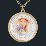 Congratulations Grad Modern Simple Elegant Photo Gold Plated Necklace<br><div class="desc">This simple and classic design is composed of serif typography and add a custom photo.</div>