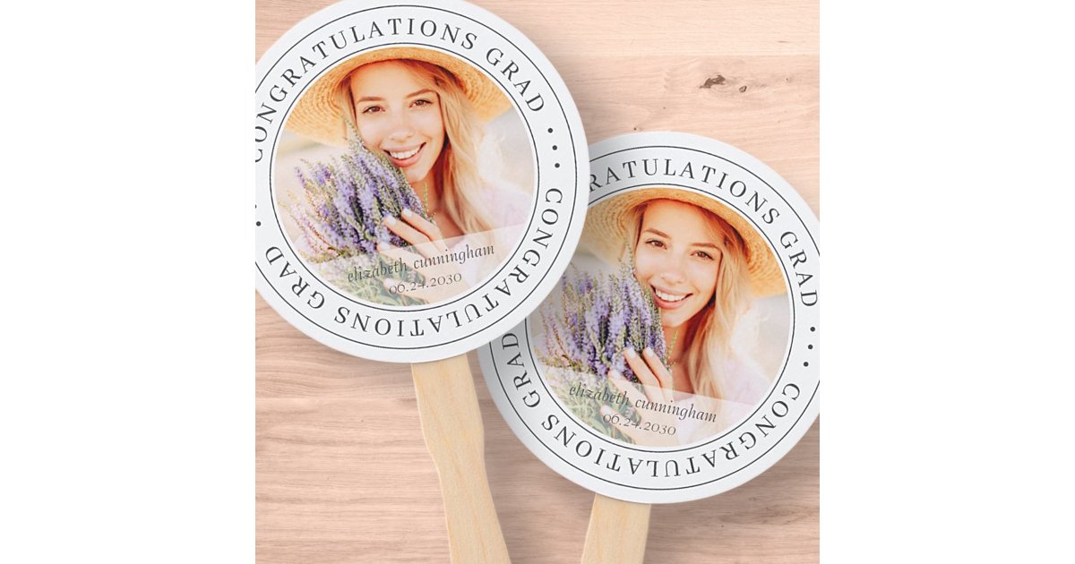 Congratulations Grad Modern Simple Elegant Photo Hand Fan | Zazzle