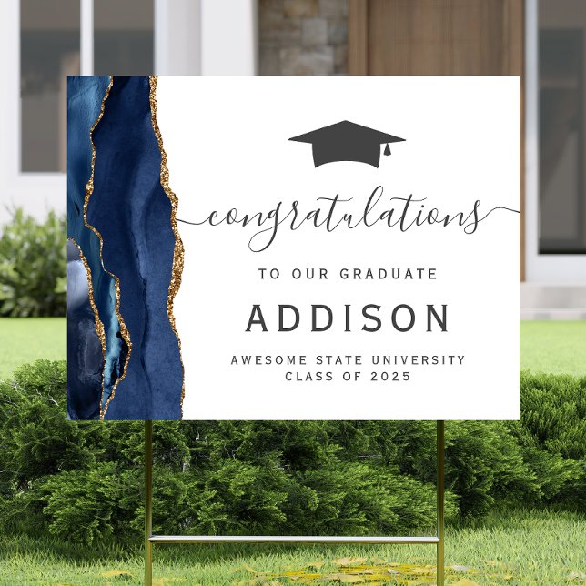 Congratulations Grad Navy Blue Agate Yard Sign (Creator Uploaded)