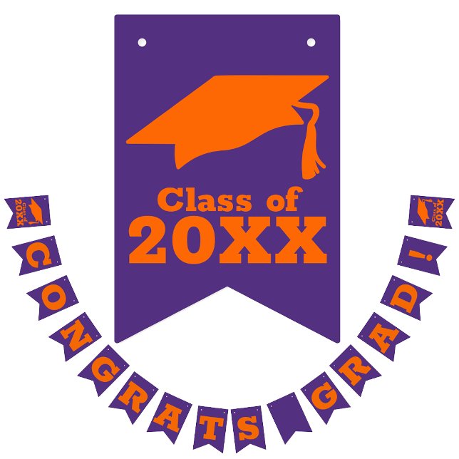 Congratulations Grad Orange on Purple Bunting Flags (Creator Uploaded)
