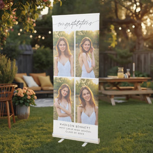 Congratulations Grad Party Script 4 Photo Collage Retractable Banner