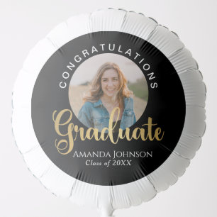 Congratulations Grad Photo Black Graduation Balloon