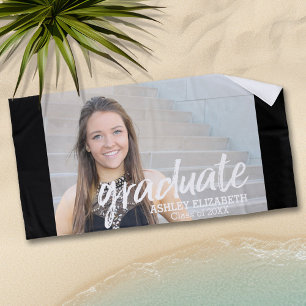 Congratulations Grad Photo for Virtual Graduation Beach Towel