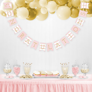 Congratulations Grad Pink Gold Party Bunting Flags