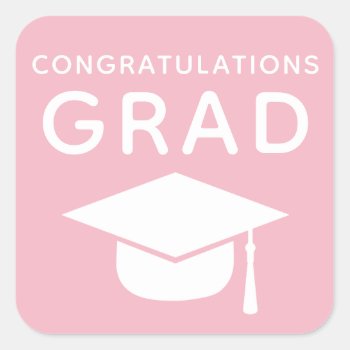 Congratulations Grad Pink Graduation Stickers by DearHenryDesign at Zazzle