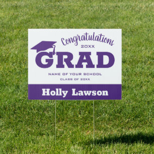 Congratulations Grad Purple Yard Sign