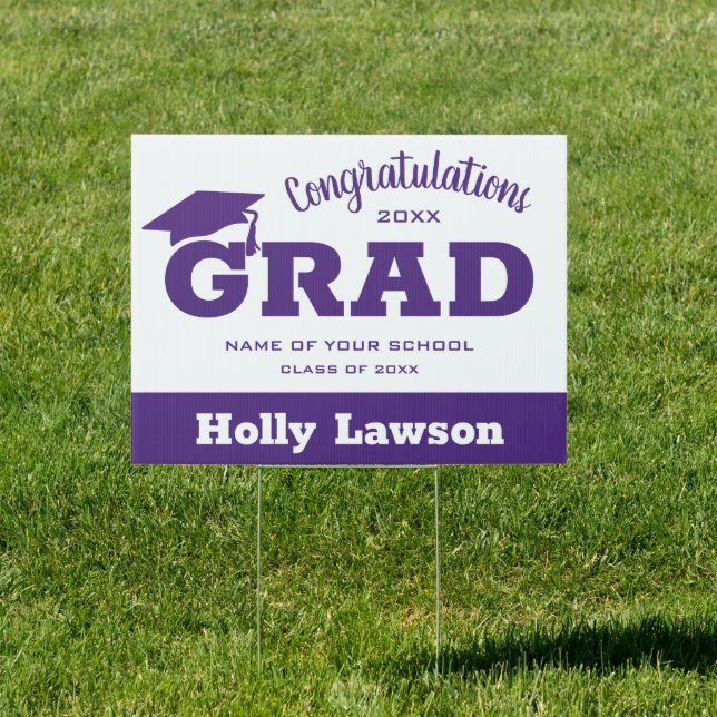 Congratulations Grad Purple Yard Sign (Insitu)