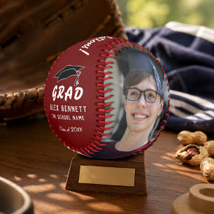 Congratulations Grad Red Graduation Cap 2 Photo Baseball