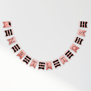 Congratulations Grad Rose Gold Pink Party Bunting Flags