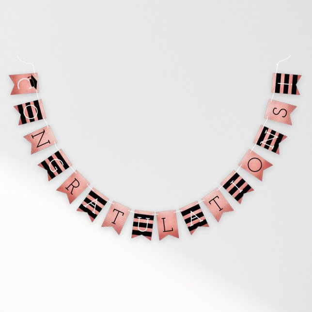 Congratulations Grad Rose Gold Pink Party Bunting Flags (Creator Uploaded)