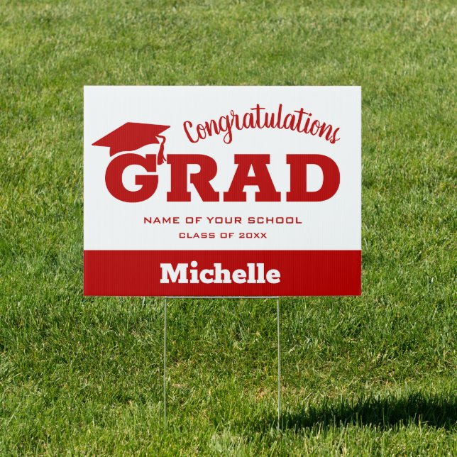 Congratulations Grad Scarlet on White Yard Sign (Insitu)