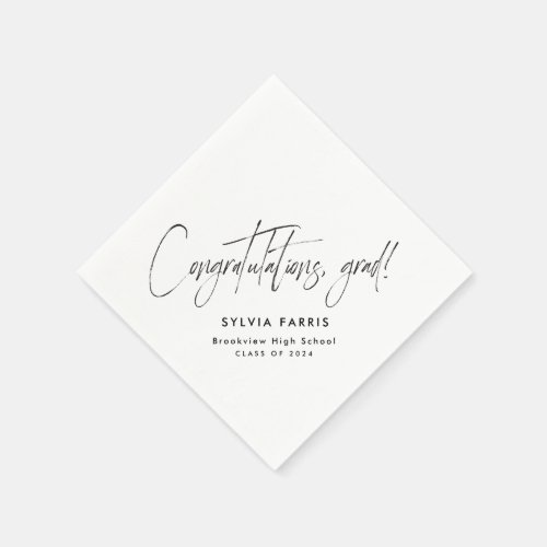 Congratulations grad simple black graduation napkins