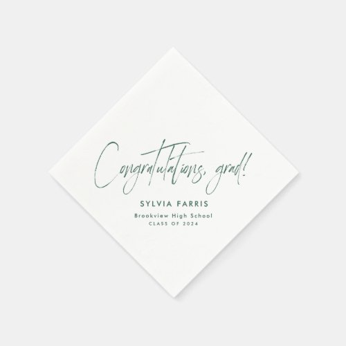 Congratulations grad simple green graduation napkins