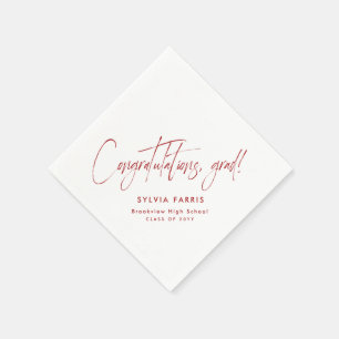 Congratulations grad simple modern red graduation napkins
