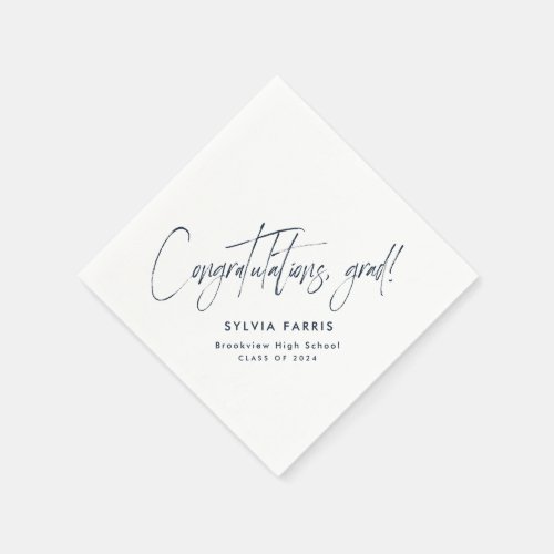 Congratulations grad simple navy blue graduation napkins