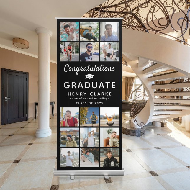 Congratulations Graduate 15 Photo Collage Modern Retractable Banner (Creator Uploaded)