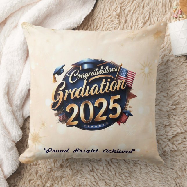 "Congratulations Graduate 2025" Throw Pillow (Blanket)