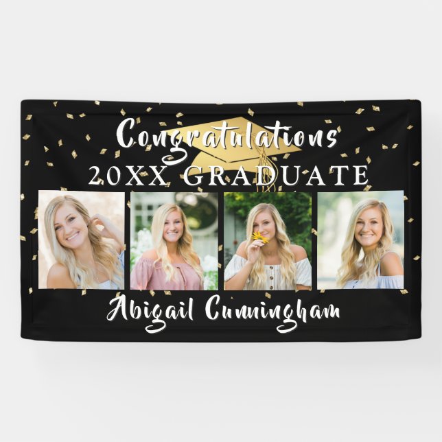 Congratulations Graduate 4 Photo Custom Color Banner (Horizontal)