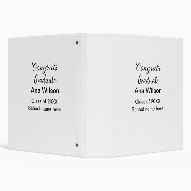 congratulations graduate add name class year schoo 3 ring binder (Background)