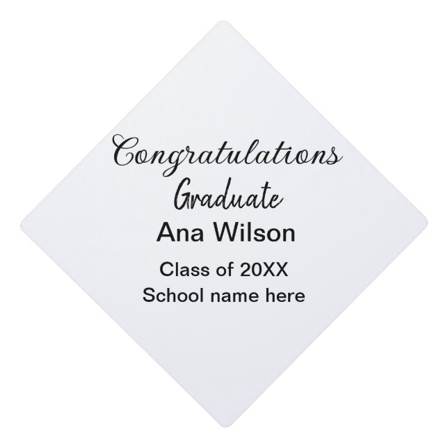 congratulations graduate add name class year schoo graduation cap topper (Front)