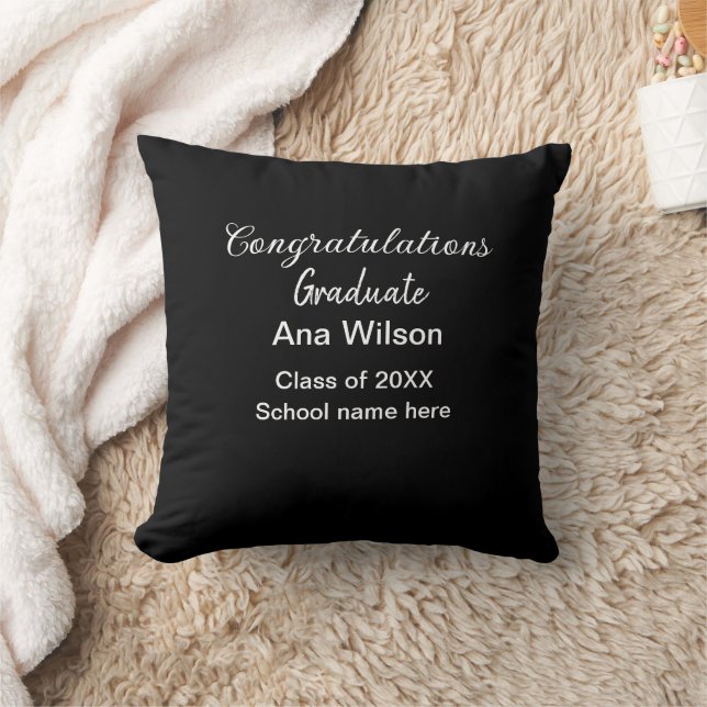 congratulations graduate add name class year schoo throw pillow (Blanket)