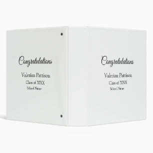 Congratulations graduate add school name simple mo 3 ring binder