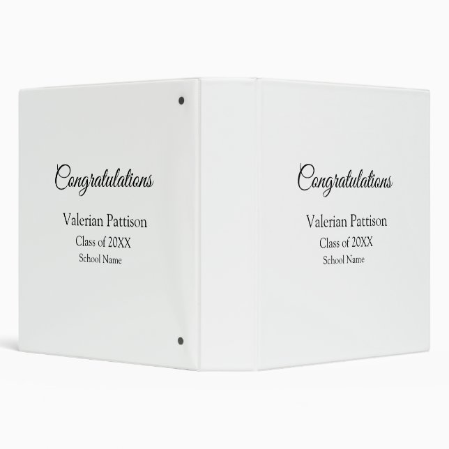 Congratulations graduate add school name simple mo 3 ring binder (Background)