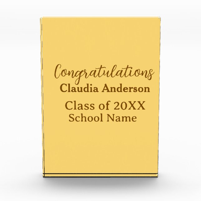 Congratulations graduate add school name simple mo acrylic award (Front)