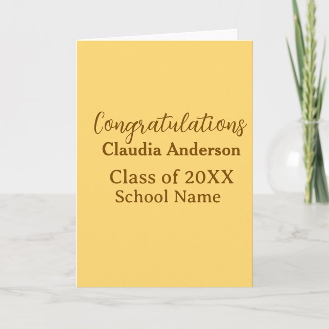 Congratulations graduate add school name simple mo card (Front)