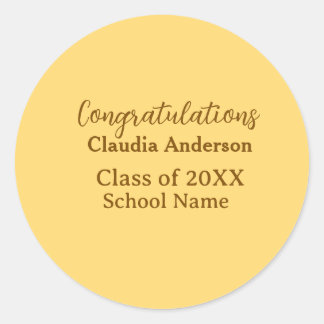 Congratulations graduate add school name simple mo classic round sticker
