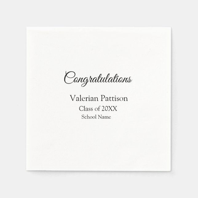 Congratulations graduate add school name simple mo napkins (Front)