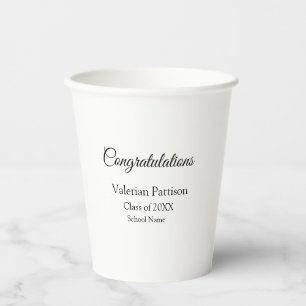 Congratulations graduate add school name simple mo paper cups