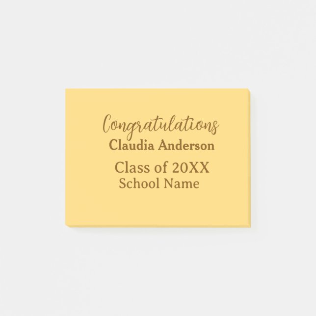 Congratulations graduate add school name simple mo post-it notes (Front)