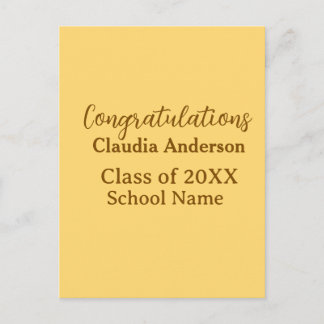Congratulations graduate add school name simple mo postcard