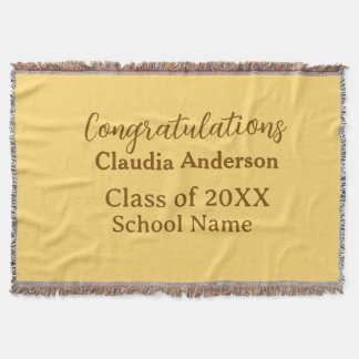 Congratulations graduate add school name simple mo throw blanket