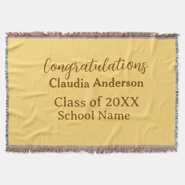 Congratulations graduate add school name simple mo throw blanket (Front)