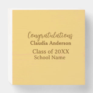 Congratulations graduate add school name simple mo wooden box sign