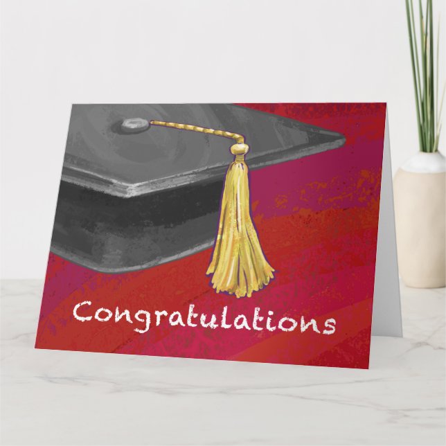 Congratulations Graduate Black and Red Card (Front)