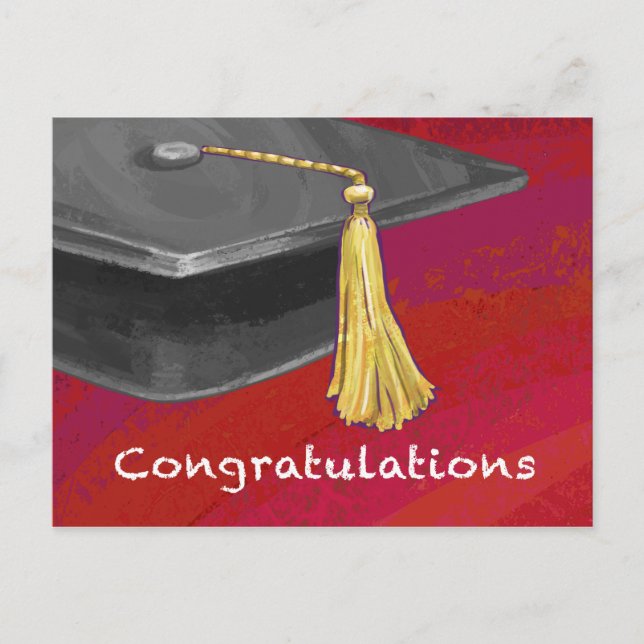 Congratulations Graduate Black and Red Postcard (Front)